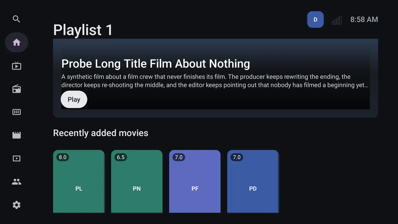 Qanat home screen with content rows